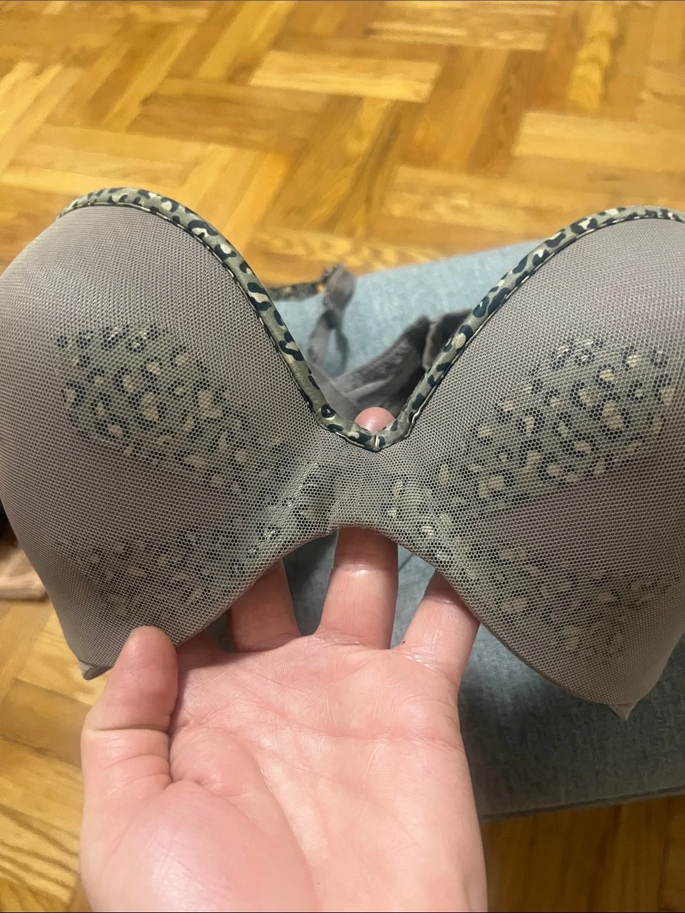 Chantelle THOMASS COUTURE Smooth Molded Bra in Taupe with Leopard Trim